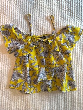 Fun & Flirt Yellow Floral Off-Shoulder Tie-Front Camisole